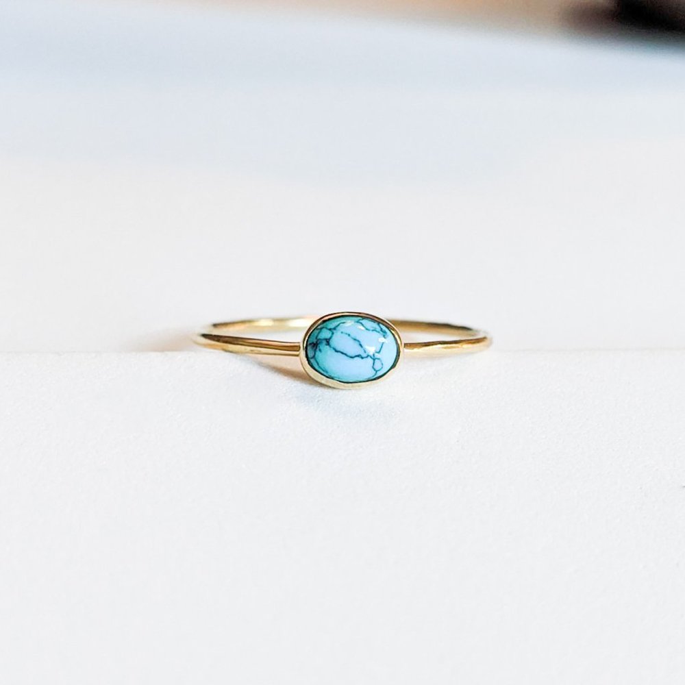 NWT Oval Turquoise & Brass Stacking Ring - Picture 3 of 4